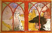Carl Larsson lustvandrande par i ett historiskt landskap-karin och jag-nutidsmanniskor oil painting on canvas